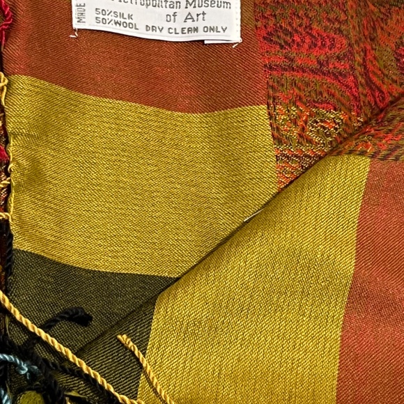 MOMA New in Box Silk & Wool Multicolored Wool Shawl 81"L x 28"W  Paisley Stripe - Picture 4 of 5